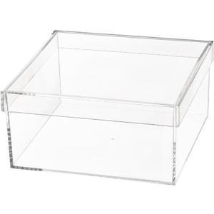 Hammont Rectangle Clear Acrylic Storage Box with Fitted Lid  7.87.83.8 Durable Organizer Bin for Bathroom, Makeup, Jewelry, Crafts & Pantry  1 Pack