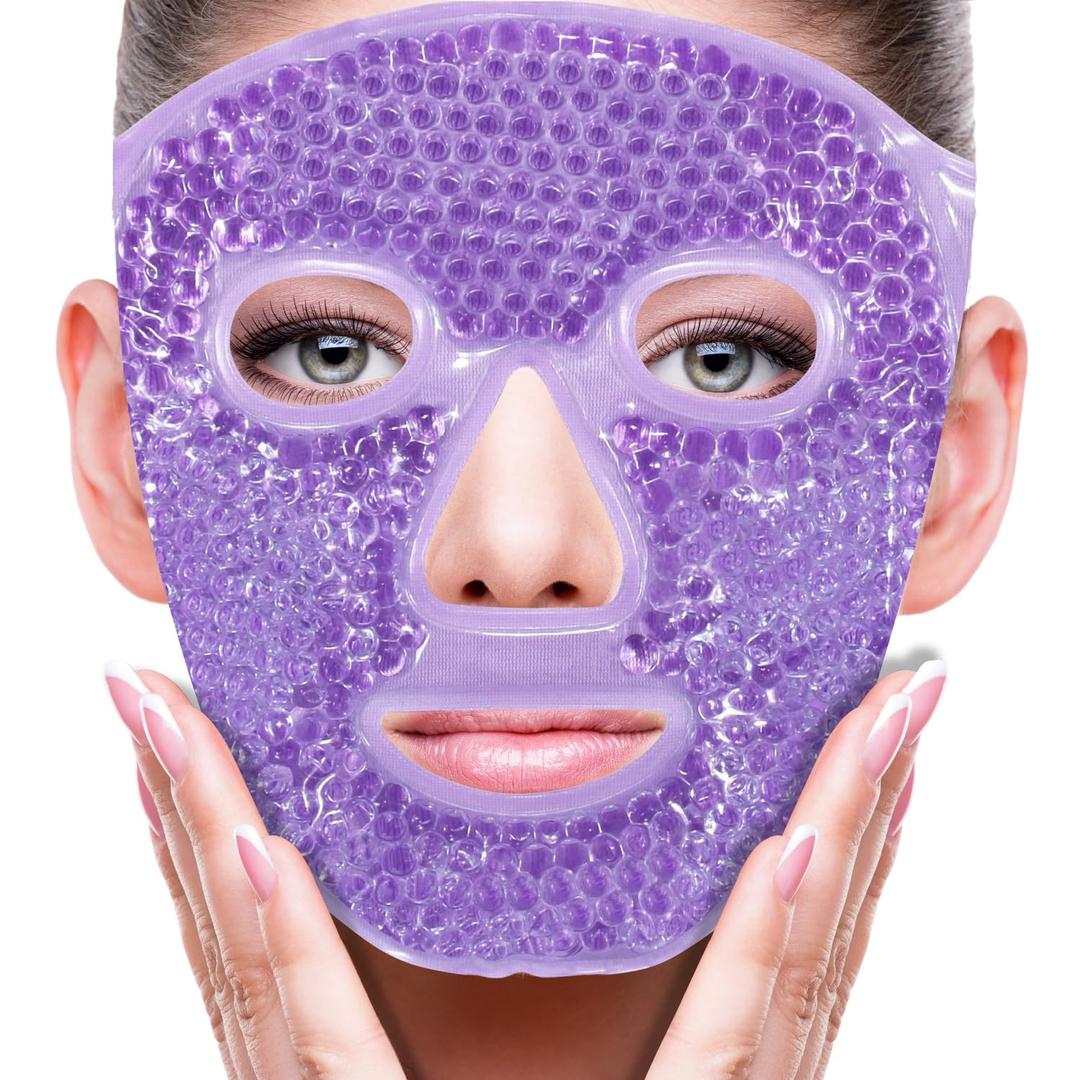 ZNCUETD Face Ice Mask Facial Ice Packs Gel Hot Cold Compress for Post Oral, Dental, Nose,Facelift Plastic Cosmetic & Laser Surgery Recovery Puffiness Swelling Dark Circles & Headaches Gift for Women (Purple #22)