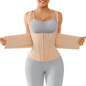 Lover-Beauty Waist Trainer for Women Tummy Control Wrap Waist Cincher Corset Shapewear Postpartum Belly Band with Zipper Hook (Medium, Skin)