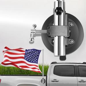 Flag Suction Cup for Car,Reusable Flag Pole Mount,No Drill Flag Holder Bracket with Strong Suction Force,Vacuum Suction Cup Mount Fit for RV,SUV,Pickup,Truck