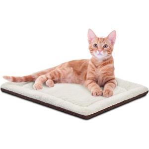 K&H PET PRODUCTS Self-Warming Cat Bed Pad, Self Heating Pad for Outdoor Cat Houses, Warming Mat for Indoor Pet Beds & Furniture, Reversible Blanket, Washable - Small 21 X 17in Oatmeal/Chocolate