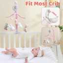 JOLLITO Crib Mobile for Girls, Soft Pink Musical Baby Crib Mobile with 12 Lullabies, Rotating Arm and Detachable Plush Animal Toys, Nursery Decor Baby Mobile for Crib Toys Bassinet
