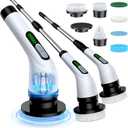 Electric Spin Scrubber, 2-Speed Cleaning Brush, Extendable Handle (White) | Includes 7 reusable brush heads and an IPX7-rated design for cleaning bathrooms, showers, kitchens, tile, floors, and grout