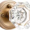 1 Pack Champagne Bronze Door Knobs Crystal Door Knob Interior Privacy Door Knob for Bedroom and Bathroom Glass Door Knob,Zinc Alloy