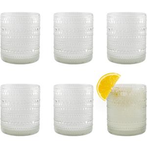 Darware Hobnail Drinking Glasses (12oz, 6pk, Clear); Old-Fashioned Beverage Glasses for Tabletop, and Bar Use and Candle Jars