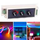 MEIRIYFA RGB LED Light Dimmer Knob Controller Switch,DC12-24V 3Channel Brightness Adjust Intelligently for Multi-Color LED Light Strip