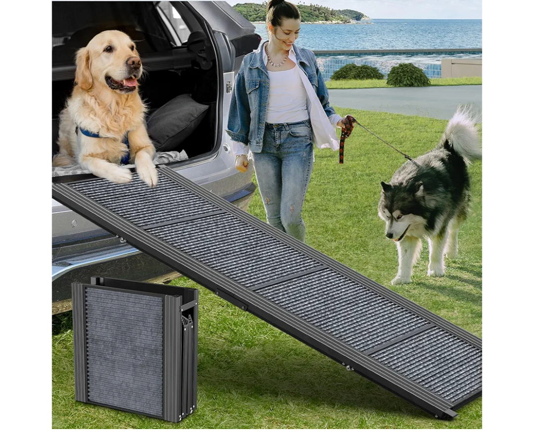 Dog Ramp for Car 63" Long & 17" Wide Portable Dog Ramps for Large Dogs with Non-Slip Rug Surface Dog Car Ramp for SUV Car & Truck, Folding Dog Ramp Up to 250LBS