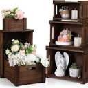 AceOrbit 6 Pcs Decorative Wood Crates for Storage Display 6 Size Rustic Nesting Crates with Handle Farmhouse Wooden Container Boxes for Wedding Bride Shower Party Market Farmers Decor(Dark Brown)