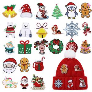 2 x 24 PCS Christmas Iron On Patches, Xmas Embroidered Sew Applique Repair Patch Santa Claus Christmas Tree Wreath Snowman Elk Angel Reindeer Candy Cane DIY Crafts for Clothing