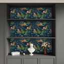 2 x VaryPaper Jungle Tiger Peel and Stick Wallpaper Tropical Leaf Wallpaper for Bedroom Bathroom Self Adhesive Removable Animal Wall Paper Decorative Contact Paper for Walls Cabinets Drawers 17.7''x78.7'' (Navy Blue, Green, Orange)