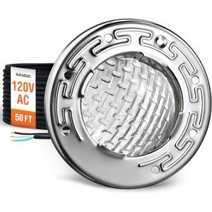 SURAIELEC 6 Inch Small LED Spa Light for Inground Pool, 120V AC 10W Underwater Pool Light, Cool White 6000K, Fits Pentair and Hayward Wet Niches, IP68 Waterproof, 50 FT Cord