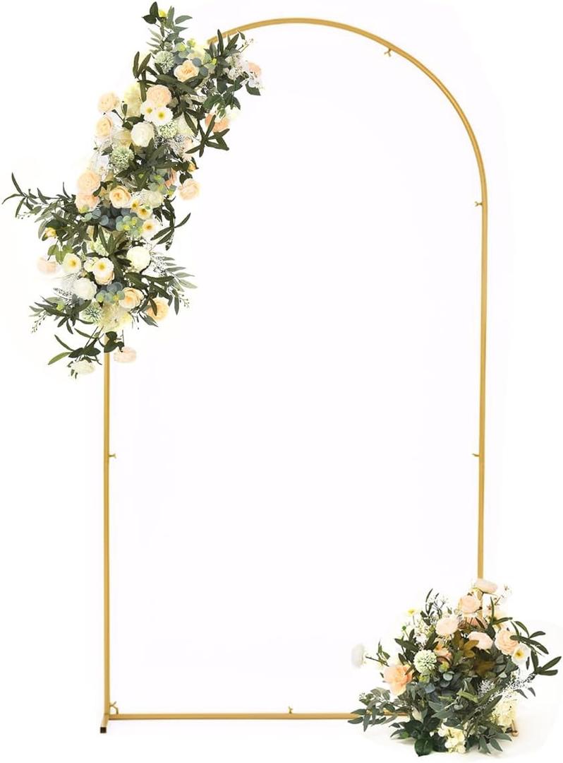 Vincidern 7.2 ft Balloon Arch Backdrop Stand Gold, Wedding Arch for Birthday Party, Bridal Baby Showers, Wedding Ceremony Arch Frame Metal
