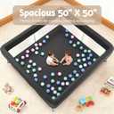 Foldable Baby Playpen, 50"50" Collapsible Play Yard for Babies and Toddlers, No Assembly Required, Kids Safety Play Area with 4 Handles, 50 Balls and Visible Mesh, Black