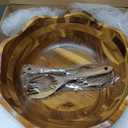 Geiserailie 15 Inches Scalloped Acacia Wood Salad Bowl Set, Serving Bowl
