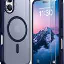 SPIDERCASE for iPhone 17 Case, Magnetic Translucent Matte Case with 2PCS Tempered Glass Screen Protector Slim Phone Case for iPhone 17 6.3'', Blue