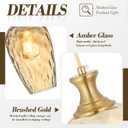 Glass Pendant Lights Kitchen Island 2 Pack, Gold Vintage Pendant Light Fixtures with Hand-Blown Hammered Amber Glass, Farmhouse Modern Brass Hanging Light for Kitchen Sink Dining Room Bedroom