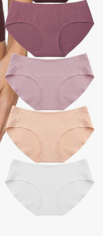 Altheanray Womens Underwear Cotton Underwear for Women Seamless Hipster Bikini Briefs Panties, 4 Pack, Size XL