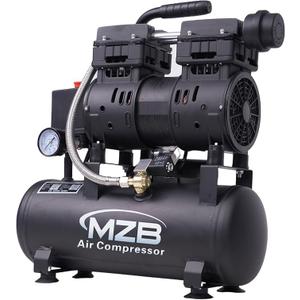 MZB 2.4 Gallon Ultra Quiet Air Compressor 1.0HP 110V/60Hz 5.65CFM, MAX 115PSI Steel Tanks Oil-Free 65dB Noise Level Air Compressor for Spray Painting, Auto Repair, Carpentry Decoration