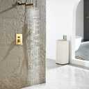 Brushed Gold Shower System with Rain Shower Heads with Handheld Spray Combo, Gold Shower Faucet Set with Rain Shower and Handheld, Gold Shower Head and Handle Set(Shower Valve Kit Included)