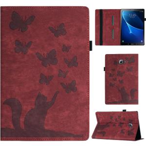 Case for Samsung Galaxy Tab A 2016 10.1 (SM-T580/ T585) PU Leather Convenient Stand Feature Shockproof Protection Flip Cover Butterfly Cat Pattern Case Galaxy Tab A6 - Red