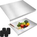 Patelai 2 Pcs Stainless Steel Cutting Boards for the Kitchen, Stainless Steel Chopping Board 15 x 12/12 x 8 Inch, with 4 Anti-slip Pads, for Meat, Fruits, Vegetables, Bread