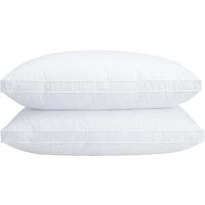 Queen Size Goose Down Pillows Set of 2 - Hypoallergenic Bed Pillows 500 Fill Power with 100% Cotton Cover, Medium Firm Support