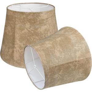 TOOTOO STAR Drum Lampshades Set of 2, Leather barrel Lamp Shade for Table Lamps Floor Lamps, Seaside Village Medium Lampshades 10" Top x 14" Bottom x 10" High, Hand Crafted, Easy Assembly Required