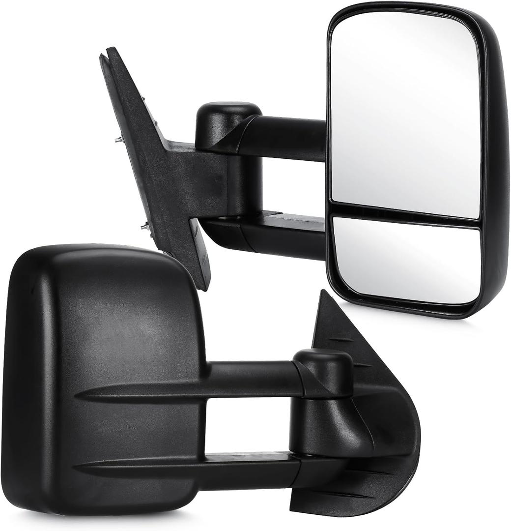 Youxmoto Towing Mirrors fit for 07-13 For Chevy GMC; 2008-2013 Silverado Sierra 1500 2500HD 3500 / Suburban/Avalanche/Yukon Pickup Truck Mirrors, Manual Folding&Telescoping; Black