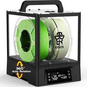 EIBOS Upgraded 2026 3D Printer Filament Dryer Box Polyphemus with Fan, Spool Dry Box with Auto-Rotation, Auto-Humidity Hold, Large Space for 3KG Spools, for Nylon, PLA, TPU, 360 Heating, Up to 80
