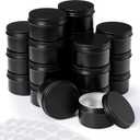 Patelai Black Aluminum Tin Cans 24 Pcs 4 oz Round Metal Tin Jar Containers Refillable Aluminum Storage Cans with Screw Lid and 10 Sheets Label Sticker for Salve Spice Candy Candle