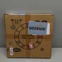 Maxstar Round Wall Clock for Living Room Decor Battery Operated Non Ticking Black Metal Wood Clocks for Home Living Room Garden Office Kitchen Decoration -16 inch (Black-arabic Numerals)