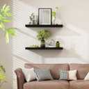 WELLAND 12" Deep Floating Wall Shelf, Black Floating Shelf Display Floating Shelf, 35.43" L x 11.81" D x 2" T, Deeper Than Others, Black