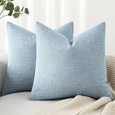 MIULEE Pack of 2 Decorative Burlap Linen Throw Pillow Covers 19x19 inch Light Green