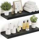 Vivelove Black Floating Shelves for Wall Mounted, 24 inchs x 9.1 Deep x 1.6 Thick Wall Shelves for Bedroom, Living Room, BathroomKitchen, Office, Home Decor Shelf with Invisible Bracket - Set of 2