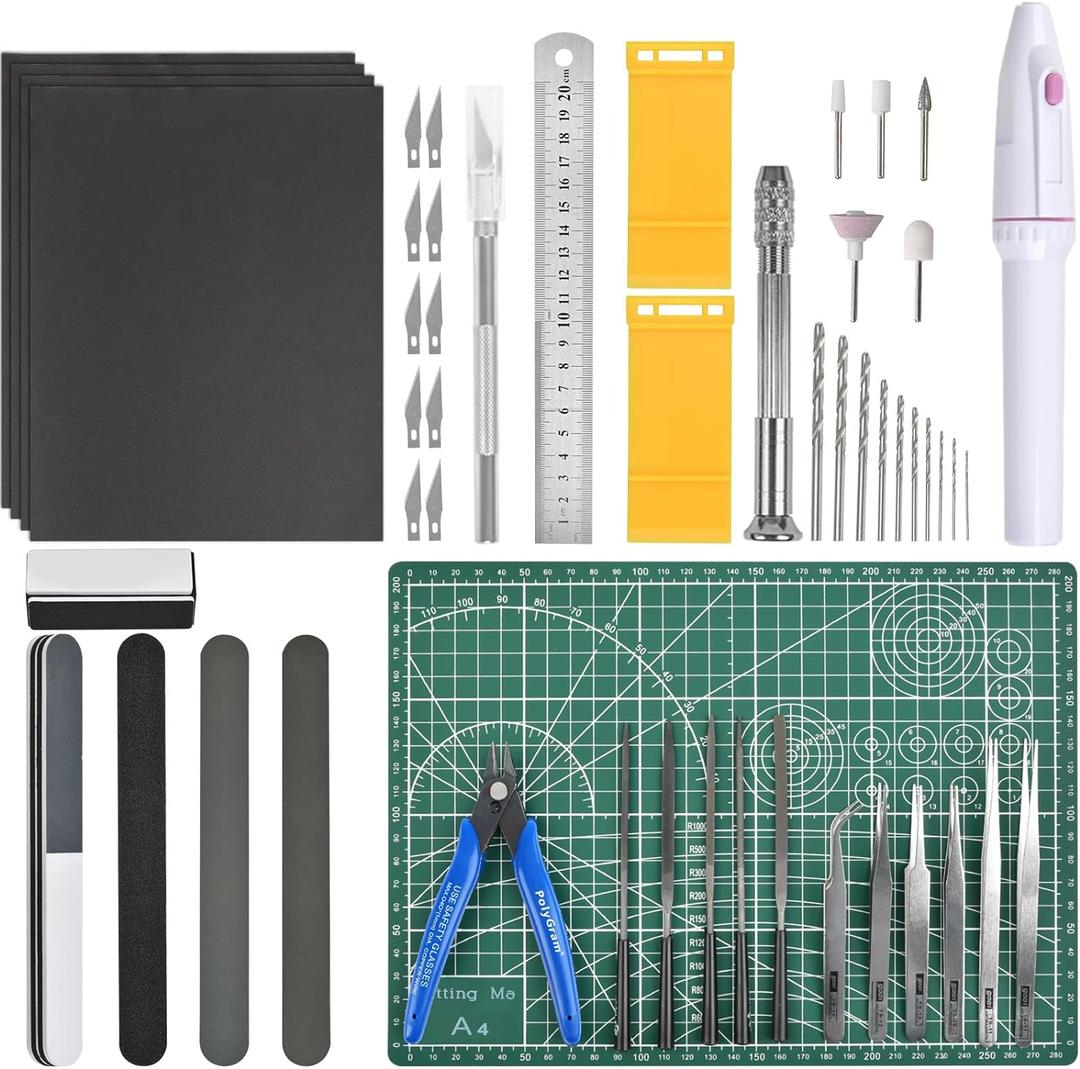 Professional 53 PCS Gundam Model Tools Kit Hobby Building Tools Craft Set Gundam Modeler Basic Tools for Basic Model Building, Repairing and Fixing