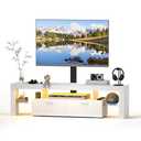 Redkey TV-Stand with Mount - Modern TV Stand with 2AC Outlets - Television Stands with RGB Led Light for 75 Inch TVs - Double Cabinet - 40°Adjustable Amplitude - Black