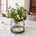 Vintage Glass Farmhouse Vase, Rustic Lantern Decor with Plants Flowers Lights Vintage Style Vases for Home Decor Floral Arrangement Hostess Gift
