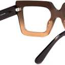 Zeelool Readers Thick Oversized Square Reading Eyeglasses for Women with Standard Anti-Reflective Coating Brandon VFP0306 (Tawny)