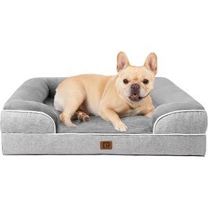 EHEYCIGA Orthopedic Dog Bed for Medium Dogs, Waterproof Memory Foam Medium Pet Beds with Sides, Non-Slip Bottom and Egg-Crate Foam Dog Couch Bed with Washable Removable Cover, Grey (30.0"L x 20.0"W x 6.5"Th)