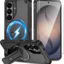 Caka for Samsung Galaxy S26 Case [Compatible with MagSafe] [Invisible Kickstand] [HD Screen Protector], Protective Magnetic Phone Cover for Samsung S26 5G 6.3 2026 - Black