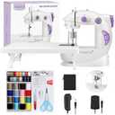 Magicfly Mini Sewing Machine with Extension Table, Dual Speed Portable Sewing Machine for Beginners with Light, Sewing Kit for Household Use, White