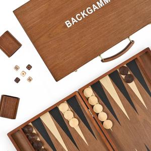 ropoda Sapele Wood Backgammon Board Game Set (18 Inches) for Adults and Kids - Classic Board Strategy Game - Portable and Travel Backgammon Set with Wooden Playing Pieces and Accessories