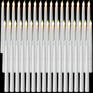 Baquler 50 Pcs 9.7 Inch LED Flameless Taper Candles Bulk Battery Operated Taper Candles Flickering Candlesticks for Wedding Church Holiday Table Decoration