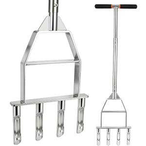 Lawn Aerator Tool,Manual Core Aerator Lawn Tool,Lawn Coring Aerator,Plug Aerator Tool with Soft Rubber Grip, Yard Plug Aerator for Lawn Care Compacted Soil (4 Corer)