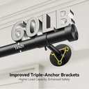 Heavy Duty Curtain Rod 66-120 Inch, 1 Inch Adjustable Black Curtain Rods for Windows, Extra Long Window Treatment Rods with Aluminium Finials, Easy Installation