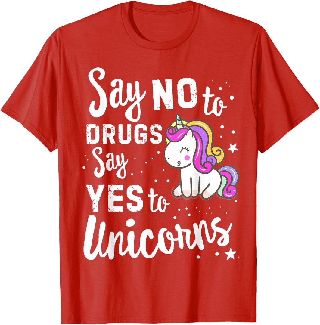 Red Ribbon Week Say No To Say Yes To Unicorns Unicorn T-Shirt. Size 4-5Y