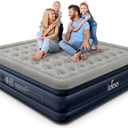 iDOO King Size Air Mattress with Built in Pump, 18" Raised Comfort Blow up Mattress King, Upgraded Inflatable Mattress for Guest Home, Temporary Air Bed with Storage Bag, colchon inflable, 750lbs Max (Grey)