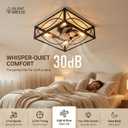 LIONVISON Caged Ceiling Fan with Lights: 16" Small Flush Mount Low Profile Fandelier with Remote DC Motor Reversible 6 Speeds Farmhouse Industrial Ceiling Fans for Bedroom Kitchen Black