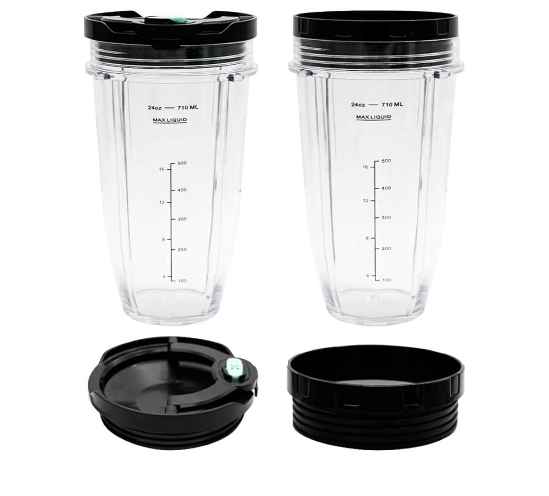2 Packs 24oz Replacement Parts Cup with Lid, Compatible with Nutri Ninja BN750, BN750C, BN751, BN751C, BN800, BN800C, BN801, BN801C, DB751A