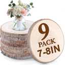 9 Pcs Natural Wood Slices for Centerpieces.7-8 Inch Wood Rounds for Crafts. Wood Circles & Slabs for DIY Painting Crafts,Wood Centerpieces for Tables and Rustic Weddings.Baby Shower centerpieces.